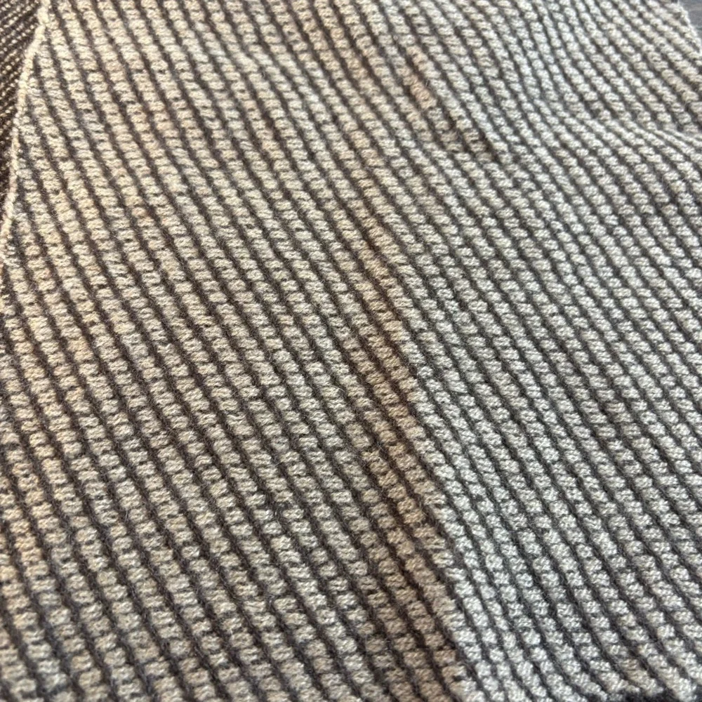 KING DEER 100%‎ Cashmere Scarf Brown Tan Woven Stripe Fringe 54